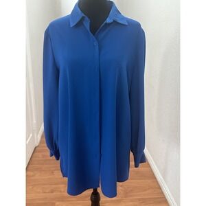 Investments Women's Blue Blouse Long Sleeve Small‎